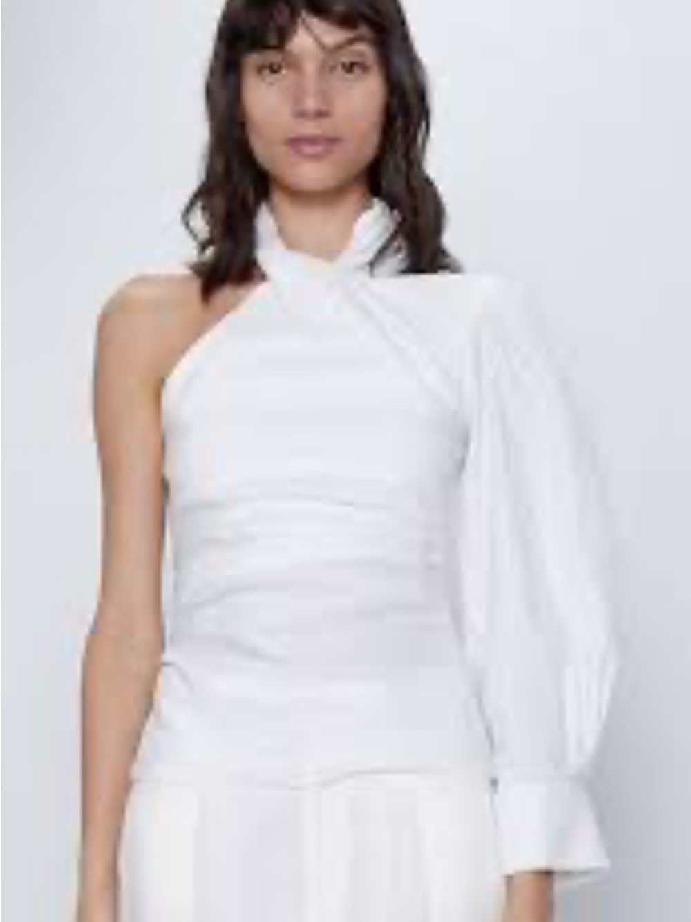 Zara Asymmetric One-Shoulder Draped Blouse